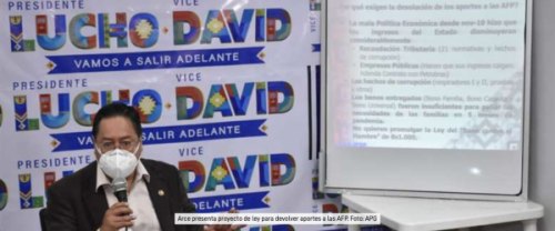 Luis Arce presenta un proyecto de ley de devolución de aportes a las AFP