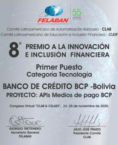 El BCP gana Premio de Innovación de la Federación Latinoamericana de Bancos