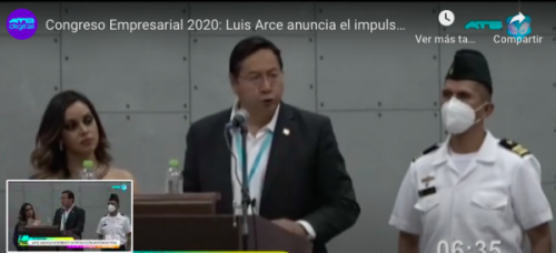 Congreso Empresarial 2020: Luis Arce anuncia el impulso y crecimiento de la economía en la región