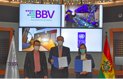 La Bolsa Boliviana de Valores y el PNUD en Bolivia firman acuerdo para impulsar las finanzas sostenibles