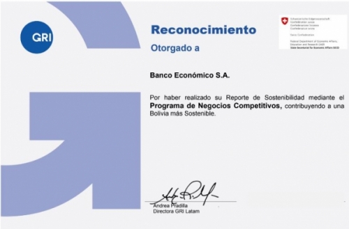 Informe de Responsabilidad Social Empresarial del Banco Económico es reconocido internacionalmente 